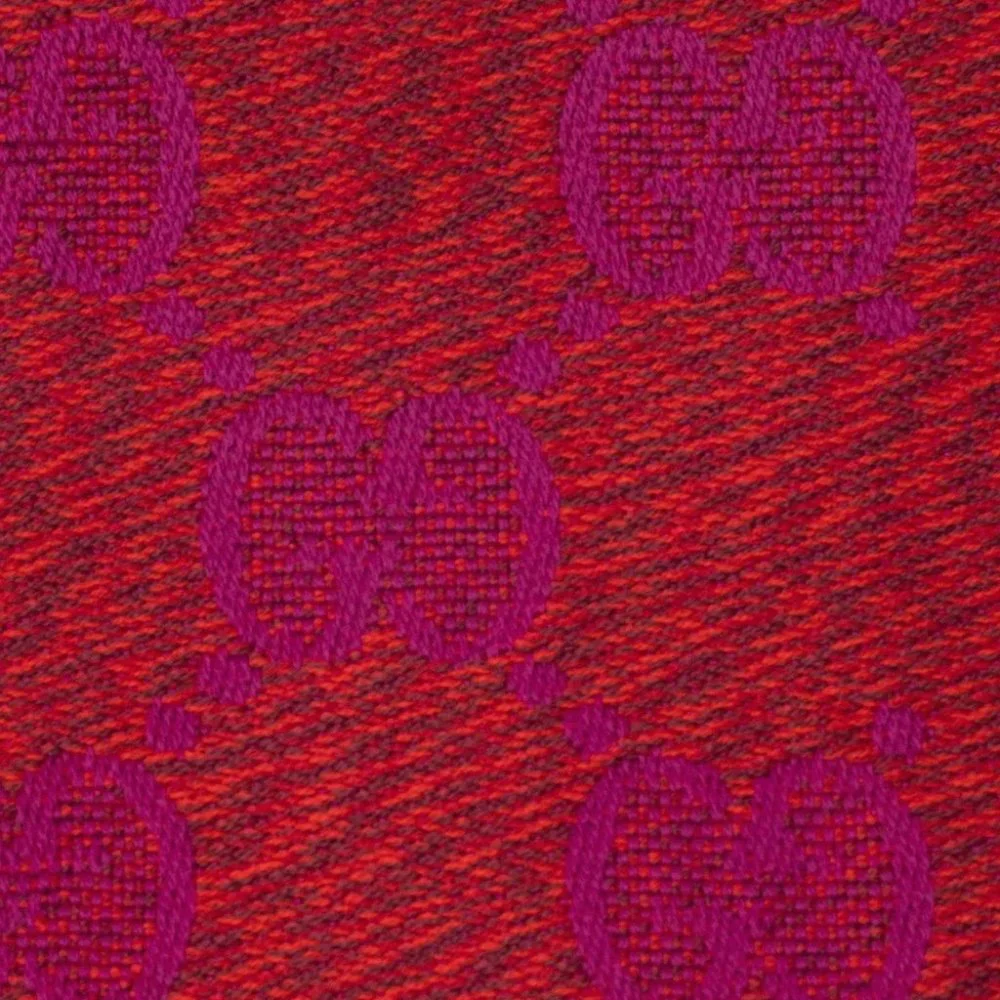 NEW GUCCI GG Jacquard Wool Scarf in Red And Pink $590 Authentic